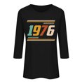 thumbnail image 3 of Uootdi Hauts pour Femmes Manches 3/4 Col Ras du Cou Imprimé Palmier Coucher de Soleil 1976 Coupe Décontractée T-Shirts Rétro Plage Vacances Cadeau, 3 of 4