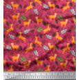 thumbnail image 1 of Soimoi Rayon Fabric Leaves & Reindeer Animal Print Fabric by Yard 42 Inch Wide, 1 of 3