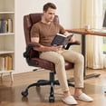 thumbnail image 1 of COOLHUT PU Leather Ergonomic Office Chair, Mid Back Home Computer Chair with Flip-up Armrest, Adjustable Height & Back Support, 360° Swivel Gaming Chair with Wheels & Rocking Function, Space Saving, 1 of 9