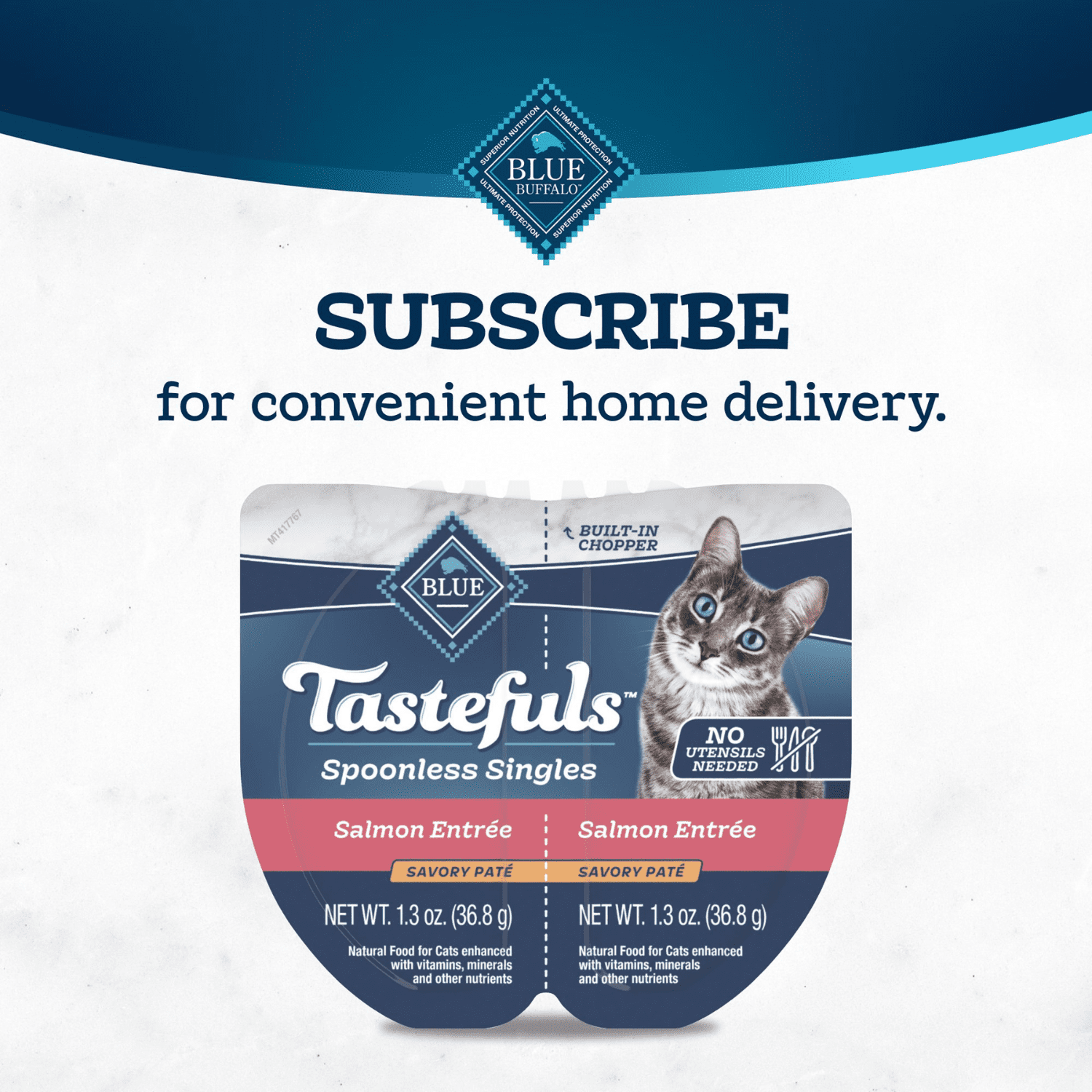Blue Buffalo Tastefuls Portions Individuelles à Servir Sans Ustensile Pate au Saumon Nourriture Humide pour Chats Adultes 85g