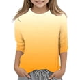 thumbnail image 2 of Splozh T-Shirts à Manches Longues pour Fille T-Shirt Décontracté à Col Rond à Manches Trois Quarts T-Shirt Régulier Basique Haut à Manches 3/4 Jaune, 8-9 Ans, 2 of 5