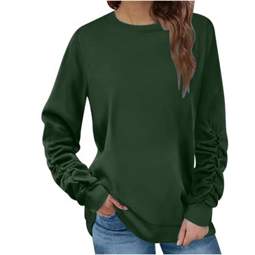 LSLJS Blouse à Manches Longues pour Femmes, Col Rond, Décontractée, Ample, Chandail-Over