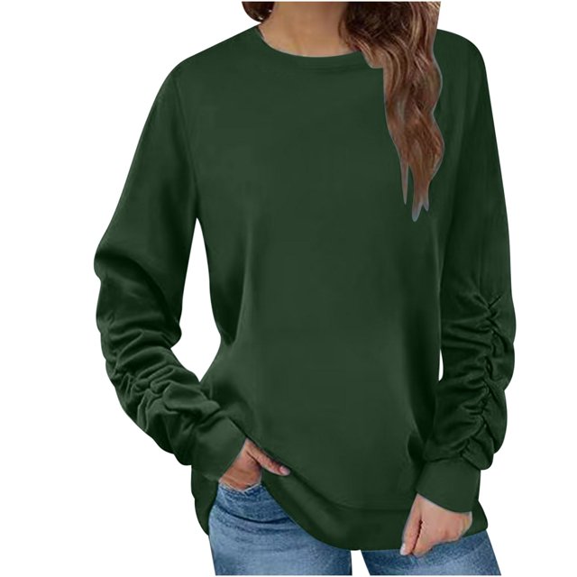 LSLJS Blouse à Manches Longues pour Femmes, Col Rond, Décontractée, Ample, Chandail-Over
