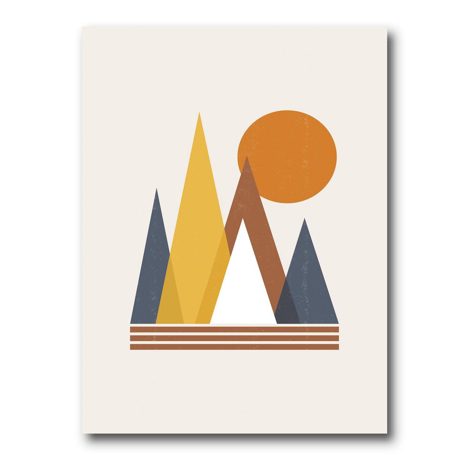 Designart Mountain Abstract and Sun Canvas Wall Art