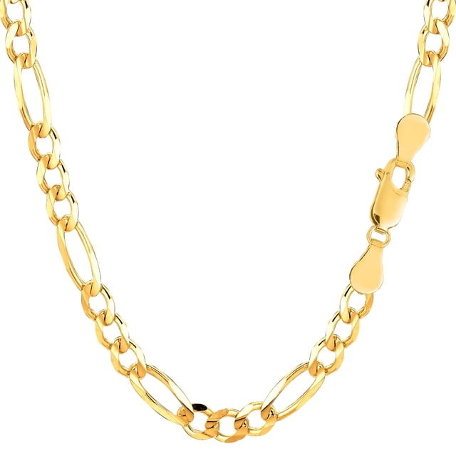 Collier Chaîne Figaro en Or Jaune 14k, 5.0mm, 22 Pouces