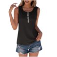 thumbnail image 1 of Cameland Womans Casual Summer Solid Color Zipper Round Neck Sleeveless Vest Tops, 1 of 5