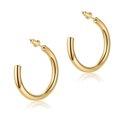 thumbnail image 4 of Women Earrings Decorations Simple Style Simple Stainless Steel Ladies Piercing Ear Hoops Girl Ears Studs Fashion Decor Accessory Golden, 4 of 7