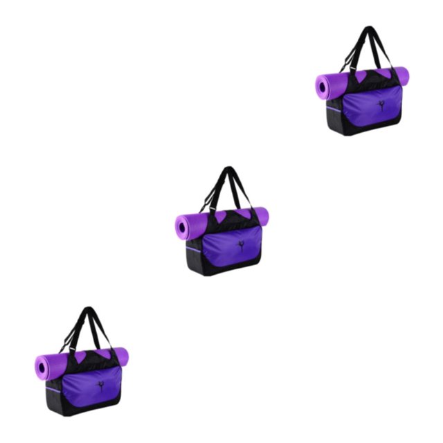 Transemion Large Capacity Yoga Sport Bag Made With Oxford Cloth For Sturdy And Durable Fashionable Appearance purple 3Set