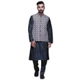thumbnail image 1 of Atasi Ethnic Dupion Silk Kurta Pyajama Set With Printed Nehru Jacket For Mens, 1 of 3