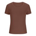 thumbnail image 3 of AherBiu Ribbed Tops pour Femmes Été Col Rond Tricoté Manches Courtes Extensible Coupe Ajustée Hauts de Sortie T-Shirts Chemises, 3 of 5