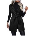 thumbnail image 1 of BYHONG Gilet Ceinture Uni pour Femme Veste en Cuir PU Col Rabattu Veste Manteau Manteaux pour Femmes Manteau pour Femme Noir TTG, 1 of 6