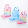 thumbnail image 5 of NOKIO Sparkle Accent Rain Boots Flexible Sole Technology Cartoon Rainbow Patterns 𝗪aterproof Rubber Material Lightweight Design for Active Toddler Girls, 5 of 5