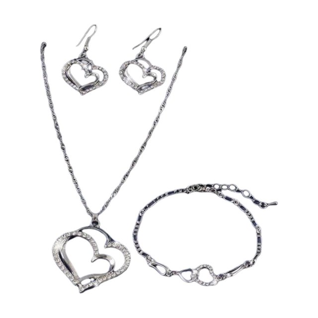 Love Pendant Earrings Bracelet Accessory Set Love Bracelet for Couples