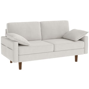 HOMCOM 3 Sofa de la mer, 66.5" Couché rembourré de velours avec 2 Oreillers, Crème