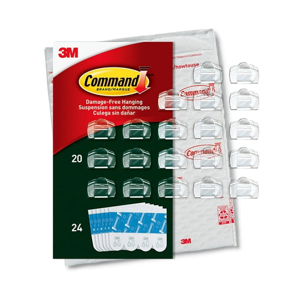 Command Outdoor Light Clips 20 Clips, 24 Strips (AW017-20NA) - Easy to Open Packaging 20 Light Clips