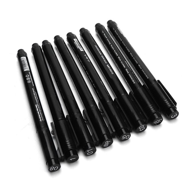 Sketching Pen,8pcs Fine Tip Micron Micron Liner Black Ink Pen Performance Driven