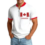 Graphic T Shirt for Everyday Wear with Patriotic Canada Maple Leaf Print - Casual Short Sleeve Top in Comfortable Blend for Men