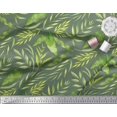 thumbnail image 2 of Soimoi Green Modal Satin Fabric Leaf Leaves Print Fabric by the Yard 42 Inch Wide, 2 of 3
