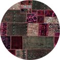 thumbnail image 1 of Ahgly Company Indoor Round Abstract Dark Scarlet Red Patchwork Area Rugs, 4' Round, 1 of 6