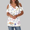 thumbnail image 1 of Soki Women's Off Shoulder Tee Clearance Blouses Short Sleeved V-Neck Fashionable Tops, 1 of 6