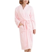 Unisex Robes for Adult – Fleece Long Sleeve Fuzzy Bathrobe with Shawl Collar, Soft Warm Flannel Home Clothes Robe XXL