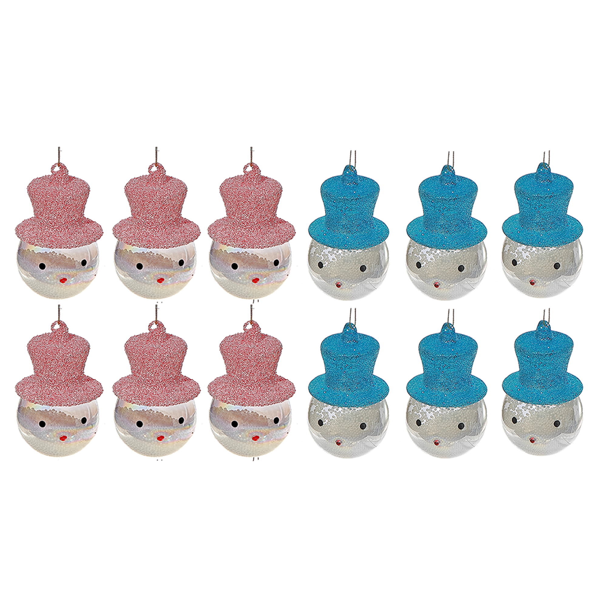 Bonhomme De Neige En Verre Avec Chapeau Haut-De-Forme (Assortiment) - Lot De 12