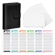 ziyahi PU Leather Notebook Binder Clear Binder organizer leather notebook binder Envelopes loose leaf Binder Pockets Budget Envelope Black