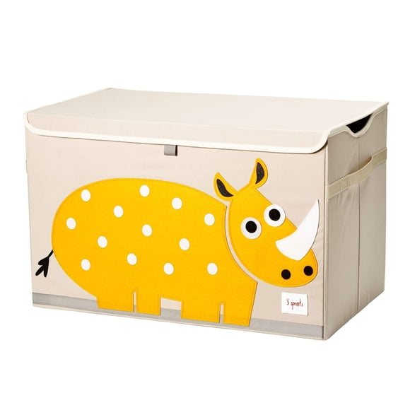 3 Sprouts Large Toy Chest - Sturdy Kids Collapsible Toy Box with Lid and Handles for Boys & Girls - Playroom Storage Organizer, Toy Bin, Coffre à Jouets, Rhino