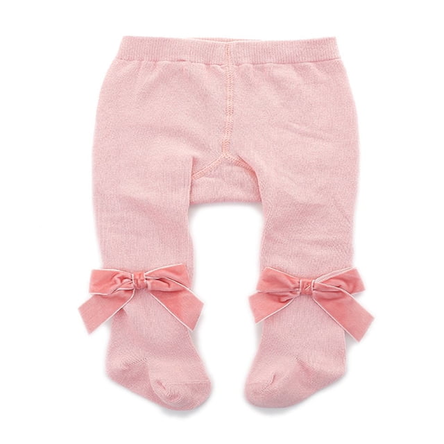 Collants Unis pour Bébés Filles, Leggings Extensibles avec Nœud