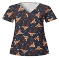 thumbnail image 1 of Hauts Style Infirmière à Imprimé Renne pour Femmes T-shirt de Noël, 1 of 3