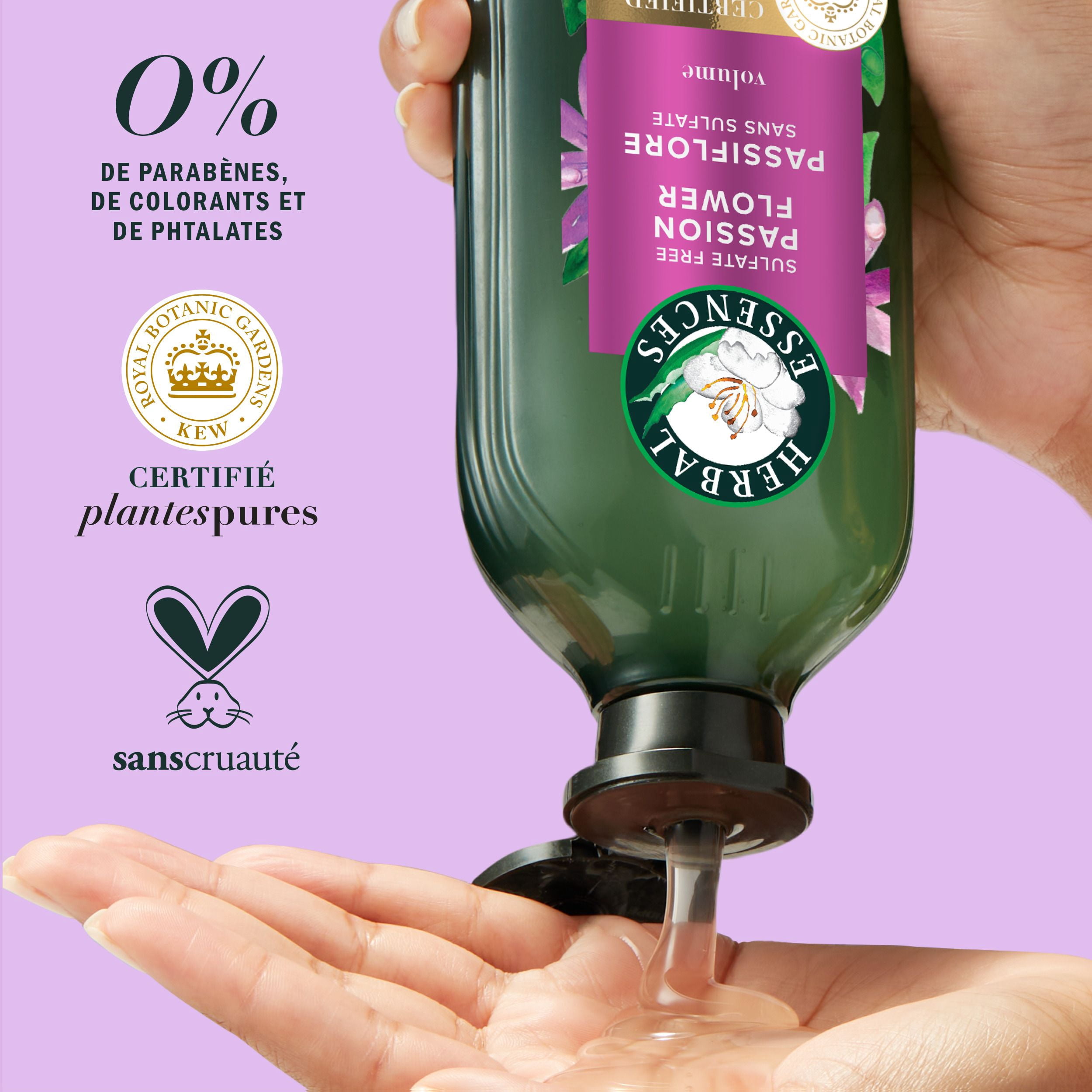 Shampooing sans sulfate Herbal Essences Abondants et épais à la passiflore, 400 mL