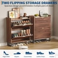thumbnail image 2 of BeesClover Shoe Storage Cabinet with 2 Flip Drawers, Narrow Wood Hidden Fluted Shoe Rack Organizer Cabinet for Entryway, 2 of 8