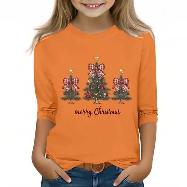 YUNAFFT T-Shirt à Manches Courtes pour Garçons et Filles 3-12 Ans avec Imprimé Graphique de Noël, Col Rond Décontracté, Haut Extensible Type Coton, Confortable pour le Quotidien