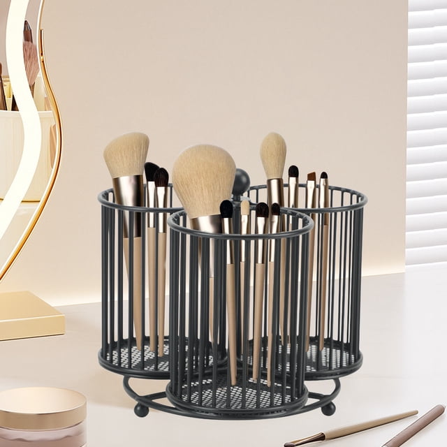 Vrorvz Metal Rotating Cutlery Rack 360° Organizer with 3 Compartments for Kitchen and Restaurant Use Sturdy Metal Construction Easy Access Utensil Holder Keeps Dining Area Tidy