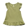 thumbnail image 1 of LLYWEY Toddler Girls Ruffle Tops, Baby Girl Linen Ruffles Hem Sleeveless T-Shirts, Kids Solid Color Keyhole Back Summer Round Neck Sleeveless Loose Casual Blouses Shirts, Style-T-12, Green, 3T, 1 of 9