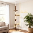 thumbnail image 3 of PawHut 8.5ft Cat Climbing Tree 5-Tier Kitty Activity Center, Leopard Print, 3 of 10