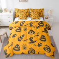 thumbnail image 1 of YST 7Pcs Kids Cartoon Pumpkin Comforter Set, Spooky Bat Witch Hat, Polyester, King Size (7 Count), 1 of 5