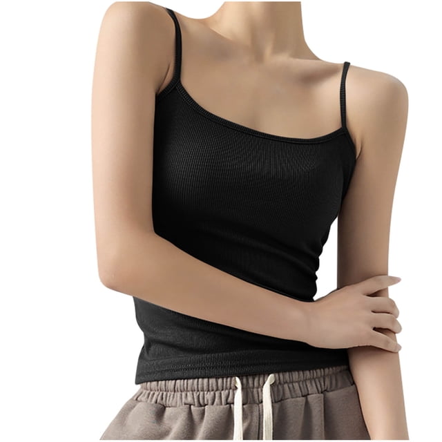 fheaev Camisole d'Été pour Femmes à Bretelles Spaghetti, Encolure Dégagée, Coupe Ajustée, Camisole Basique Sans Manches, Camis Basiques, Haut Court