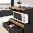 thumbnail image 4 of Hodedah Chariot Îlot pour Micro-Ondes à Roulettes avec Tiroir et Rangement d'Armoire, Black-Beech, 4 of 5