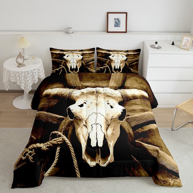 Erosebridal Retro Sheep Skeleton Comforter Sets Toddler Size, Rustic Hunting Animal Comforters & Duvets, Western Decor, Reversible