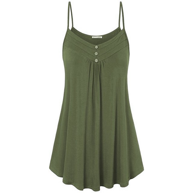 DYMADE Women Spaghetti Strap Sleeveless Soild Swing Vest Top