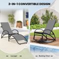 thumbnail image 4 of Gymax Lot de 2 Chaises Berçantes d'Extérieur 2-en-1 avec Dossier Réglable à 4 Positions, Accoudoirs Courbés, Gris, 4 of 10