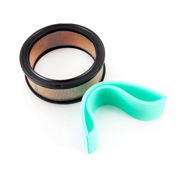 Kohler Air Filter (KH-47-883-03-S1) for lawn tractor engines, showing a circular air filter with black plastic frame and beige mesh filter, accompanied by a light green foam pre-cleaner, designed for Kohler Command CH18-23 HP and CV17-23 HP engines and suitable for maintaining engine performance in outdoor power equipment.