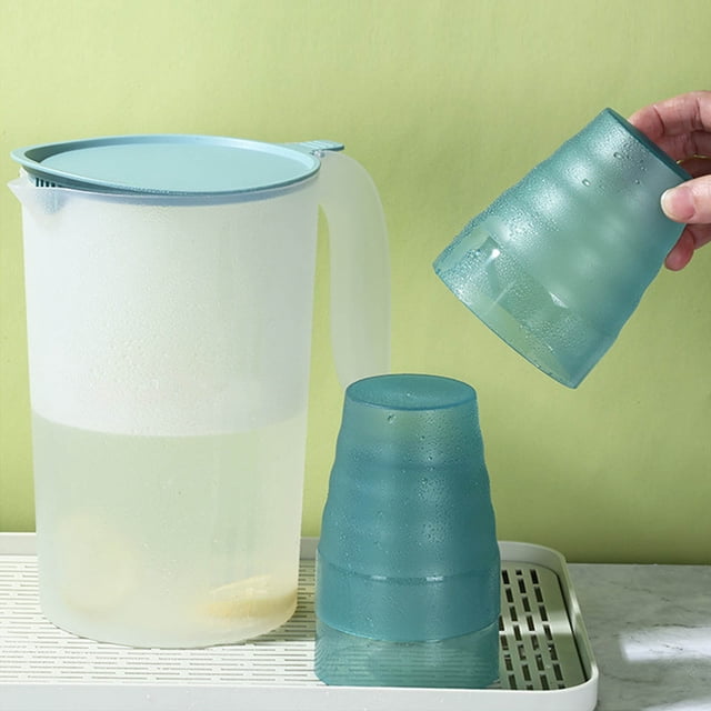 Distributeur d'Eau Isolé de Grande Capacité avec Tasses / Pichet Résistant à la Chaleur et au Froid pour Réunions de Famille et Activités Extérieures / Couvercle Étanche et Bec Verseur Facile / Contenant pour Boissons d'Été