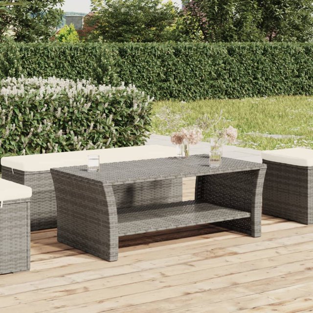 vidaXL Table Basse Gris 100x50x40 cm Rotin Synthétique
