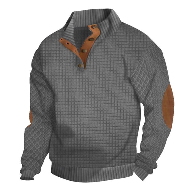 Birdeem Chandail à Col Montant Manches Longues Style Bouton pour Hommes