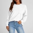 thumbnail image 2 of Chandail en Molleton Ultra Doux Texturé pour Femmes Col Rond Manches Longues Tuniques Blouses avec Poches Confort Décontracté Athlétique Chandail Blouses Tenues Automne Hiver, 2 of 7