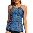 thumbnail image 1 of Charmo Women's High Neck Tankini Tops Only Tummy Control Swimsuit Top Ruched Swim Top Without Bottoms, 1 of 6