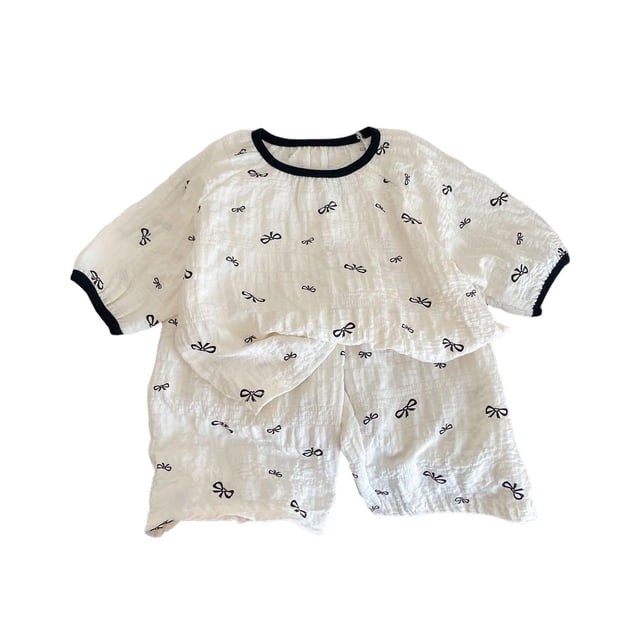 Ensemble de Pyjama pour Filles, Manches Courtes 2 Pcs, Confort Estival Frais, pour Soirée Pyjama à la Maison et Voyage