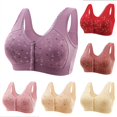 thumbnail image 1 of yoeyez Front Closure Bras for Women Button Comfortable Daisy Bras for Seniors Full Coverage No Underwire Bras with Back Support Lace Everyday Bras Purple 7XL, 1 of 7